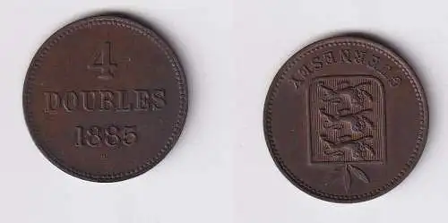 4 Doubles Kupfer Münze Guernesey Guernsey 1885 vz (169884)