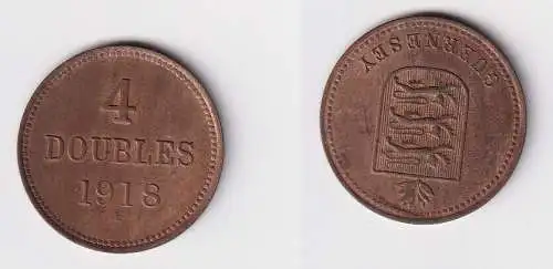 4 Doubles Kupfer Münze Guernesey Guernsey 1918 vz (169825)