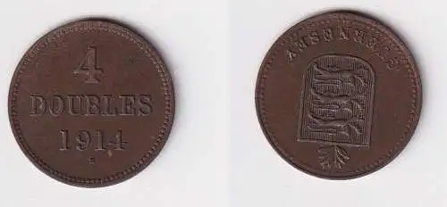 4 Doubles Kupfer Münze Guernesey Guernsey 1914 vz (169875)