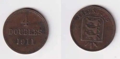 4 Doubles Kupfer Münze Guernesey Guernsey 1911 ss (169853)