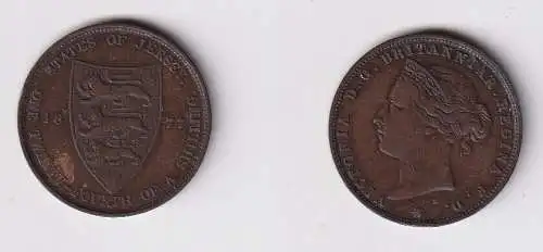 1/24 Schilling Kupfer Münze Jersey 1877 ss (169908)