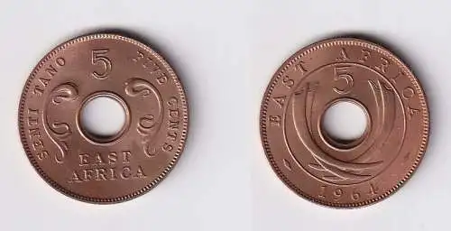 5 Cents Kupfer Münze Britisch Ostafrika 1964 UNC Stgl. (169975)