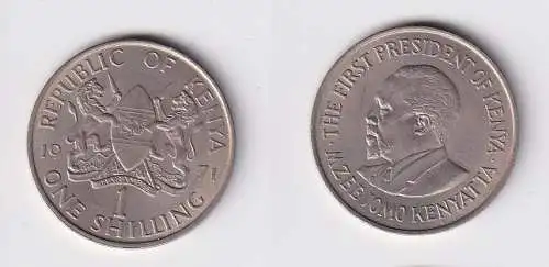 1 Schilling Kupfer Nickel Münze Kenia 1971 vz+ (169807)