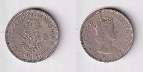 2 Shillings Kupfer Nickel Münze Nigeria 1959 ss (169770)