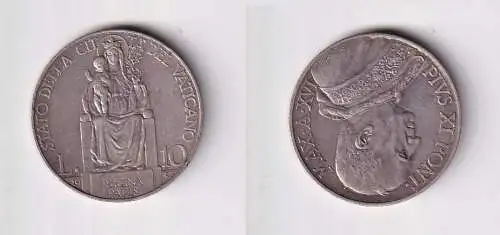 10 Lire Silber Münze Vatikan Pabst Maximus 1937 vz (169531)