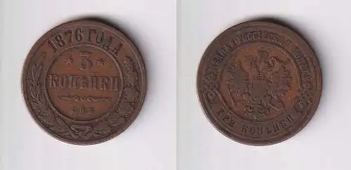 3 Kopeken Kupfer Münze Russland 1876 С.П.Б. (169612)