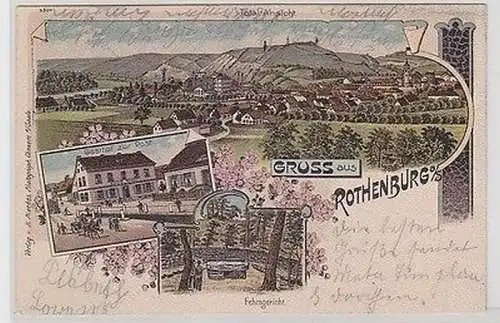 66126 Ak Lithographie Gruss aus Rothenburg an der Saale Gasthof zur Post um1900