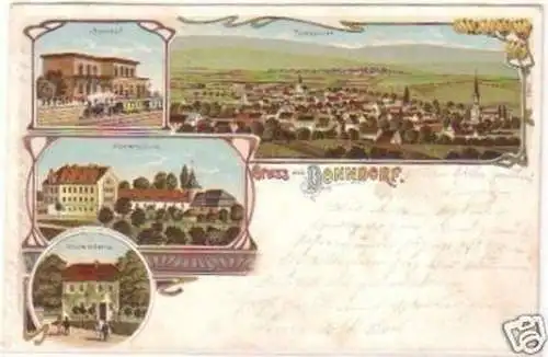 25845 Ak Litho Gruss aus Donndorf Bahnhof usw. 1908