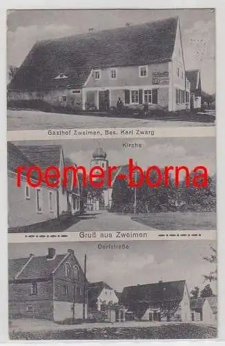 79635 Mehrbild Ak Gruß aus Zweimen bei Leuna Gasthof, Kirche, Dorfstrasse 1920