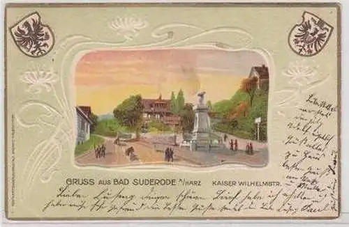 56196 Präge Ak Lithographie Gruß aus Bad Suderode Kaiser Wilhelmstraße 1901