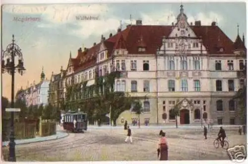 17836 Ak Magdeburg Wilhelma mit Strassenbahn 1914