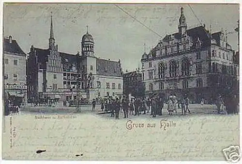 08448 Mondscheinkarte Gruß aus Halle Ratskeller 1898