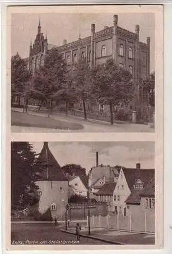 56897 Ak Zeitz Werner Gerhardt Schule, Partie am Steinsgraben um 1930