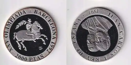 2000 Pesetas Silbermünze Spanien Olympiade Barcelona 1992, 1990 (145434)