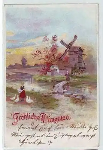 44834 Pfingst Ak mit schöner Windmühle Windmill 1905