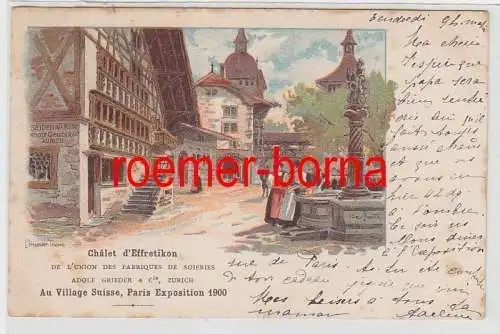 73707 Ak Lithographie Paris Exposition 1900 Chalet d`Effretikon Au Village Suiss