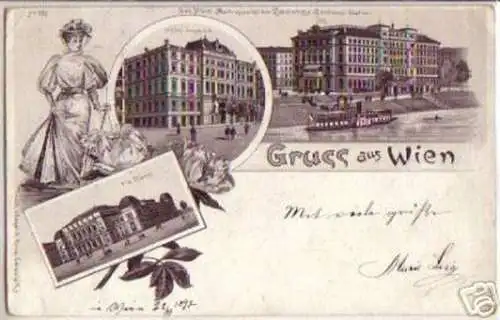 03997 Ak Lithographie Gruss aus Wien 1897