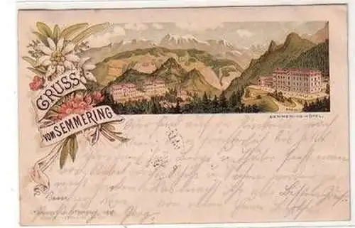 56201 Ak Lithographie Gruß vom Semmering Hotel um 1900