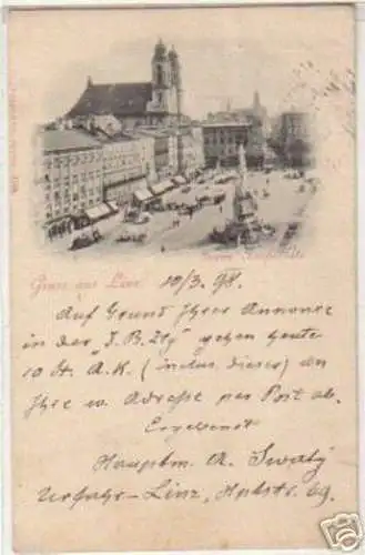 01202 Ak Gruß aus Linz Franz Josef Platz 1898