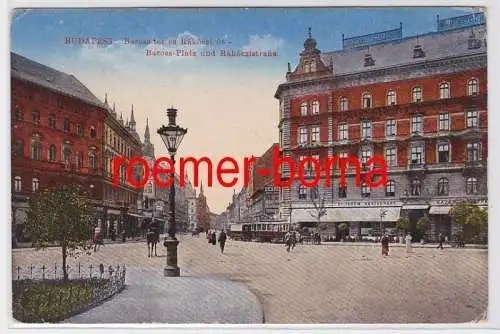 82990 Ak Budapest Ungarn Baross Platz und Rakoczistrasse 1918