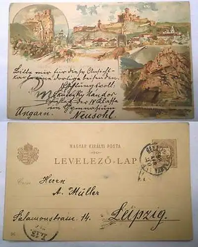 93066 Ganzsachen Ak Lithographie Beczko Trencsen Sztrecsno Ungarn 1900