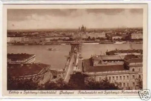 30696 Ak Budapest Totale mit Széchenyi Kettenbrücke1931