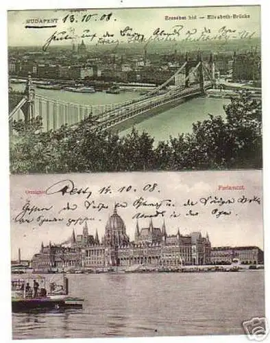 13067/2 Ak Budapest Elisabeth Brücke usw. 1908