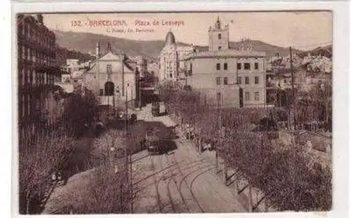 48945 Ak Barcelona Plaza de Lesseps 1923