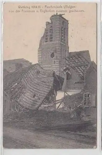 55351 Ak Blick auf die zerschossene Kirche von Passchendaele Belgien 1915