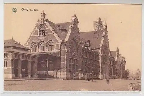 61752 Ak Ciney in Belgien la Gare der Bahnhof um 1915