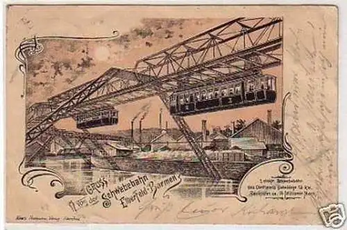 32177 Ak Gruß von der Schwebebahn Elberfeld Barmen 1902