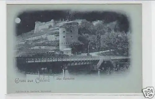 31456 Mondscheinkarte Gruß aus Coblenz Carthaus um 1900