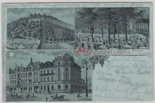 49530 Mondscheinkarte Gruß aus Deuben bei Dresden 1908