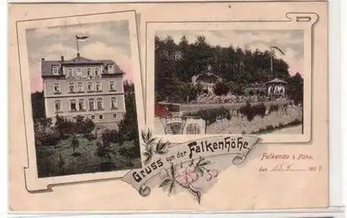 52675 Ak Gruß aus Falkenau Gasthof Falkenhöhe 1909