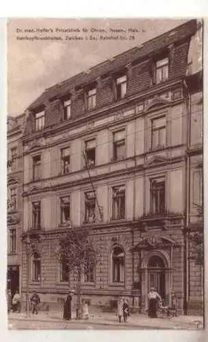 53838 Ak Zwickau Bahnhofstrasse Dr. Med. Helfer´s Privatklinik 1915