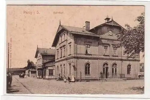 39830 Ak Penig in Sachsen Bahnhof 1916