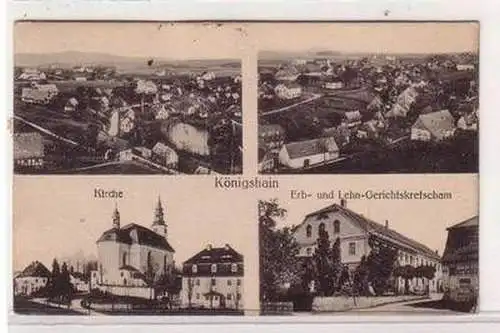 53949 Mehrbild Ak Königshain Kirche und Gerichtskretscham 1923