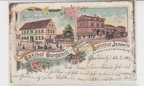 20669 Ak Lithographie Gruß vom Bahnhof Jesewitz 1903