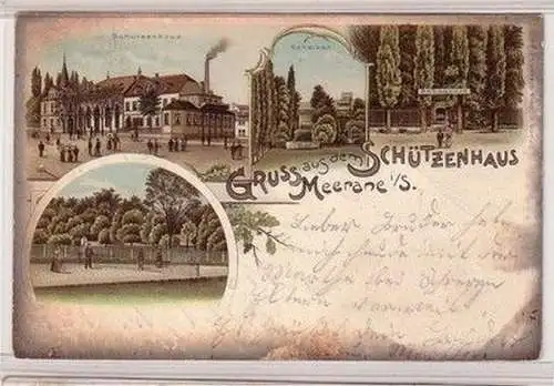 60390 Ak Lithographie Gruss aus dem Schützenhaus Meerane 1904