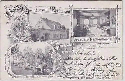 04788 Mehrbild Ak Gruß aus Zimmermann´s Restaurant Dresden Trachenberge 1903