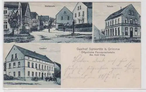 98543 Mehrbild Ak Gasthof Schkortitz bei Grimma 1925