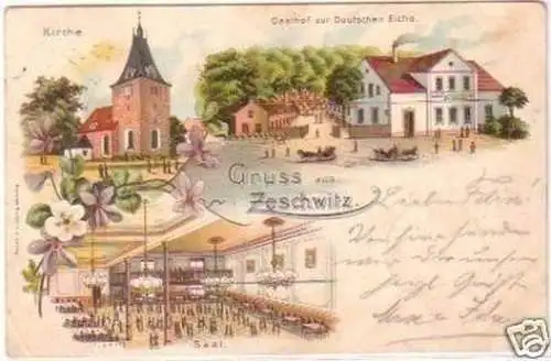 25050 Ak Lithographie Gruß aus Zeschwitz Gasthof 1898