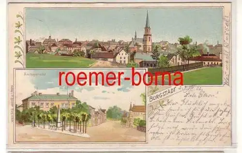 74204 Mehrbild Ak Burgstädt Totale und Amtsgericht 1902