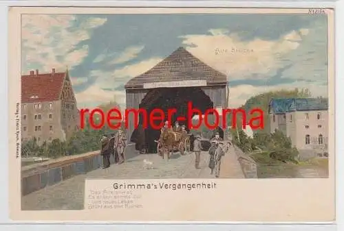 73499 Künstler Ak 'Grimma´s Vergangenheit' alte Brücke um 1900