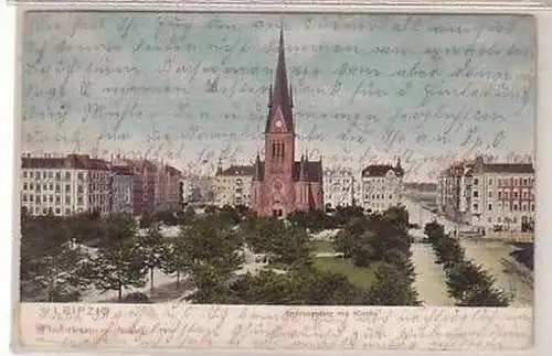 7/5 Ak Leipzig Andreasplatz mit Kirche 1903