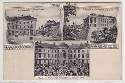 63554 Mehrbild Ak Leipzig Bürgerschule, Städtische Schule für Frauenberufe 1919