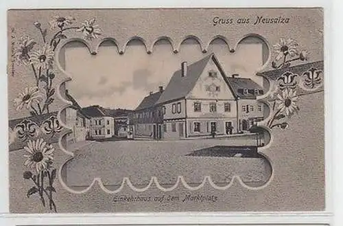 64600 Ak Gruß aus Neusalza Einkehrhaus auf dem Marktplatz 1907