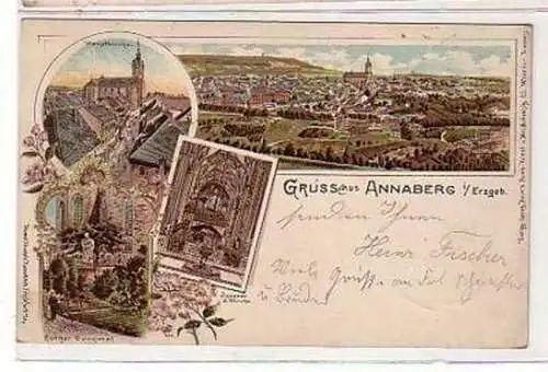 35910 Ak Lithographie Gruß aus Annaberg i. Erzgeb. 1898