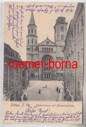 78353 Ak Zittau Weberstraße mit Johanniskirche 1902