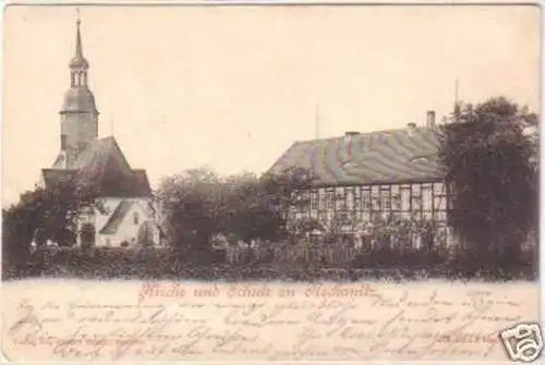 17522 Ak Kirche und Schule zu Neckanitz 1901